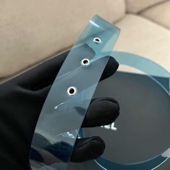 Authentic Chanel CC Logo Runway Blue PVC Belt  Sz.80 - New - Picture 4 of 10